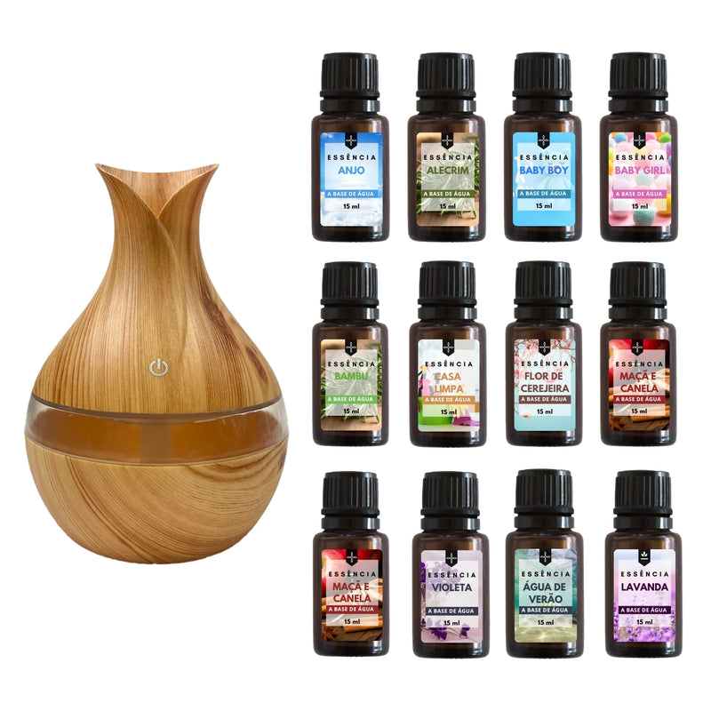 Kit de 5 Essências de 15ml Para Difusor Aromatizador e Umidificador de Ambiente Hidrossolúvel