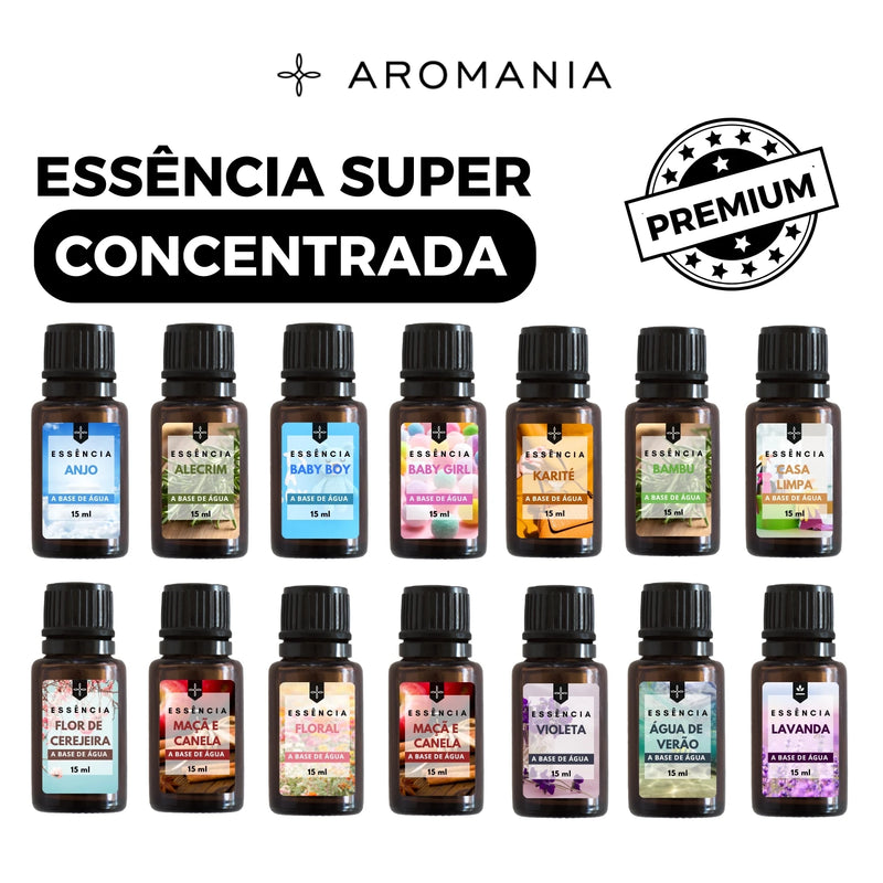 Kit de 5 Essências de 15ml Para Difusor Aromatizador e Umidificador de Ambiente Hidrossolúvel