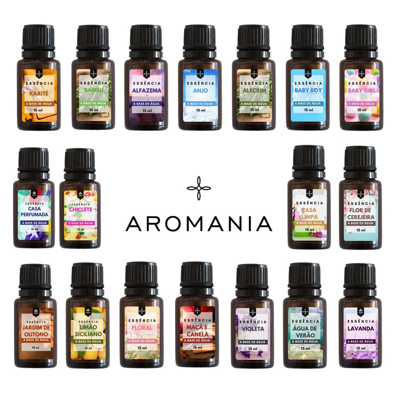 Kit de 5 Essências de 15ml Para Difusor Aromatizador e Umidificador de Ambiente Hidrossolúvel