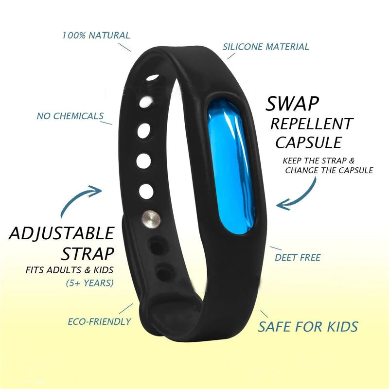 5 peças Anti Mosquito Pragas Insetos Insetos Anti Mosquito Pulseira À Prova D'Água Repelente Pulseira Pulseira Cápsula Repelente
